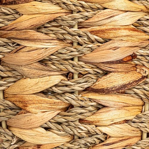 Household Essentials Water Hyacinth and Seagrass Round Waste Basket, Natural