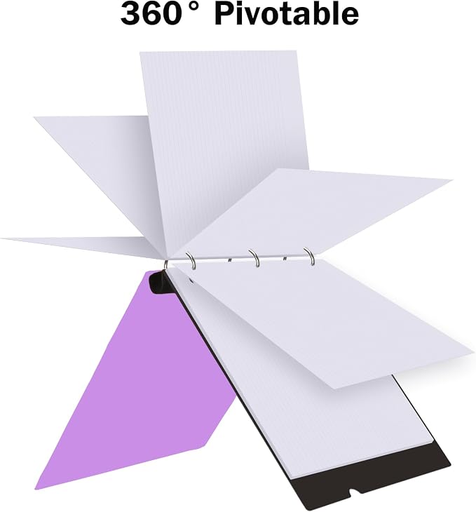 360 Degree Pivotable Binder, Upgraded 3 Ring Binder 1 inch, Flexible Binders 3 Ring, Foldable Three Ring Binders- Purple