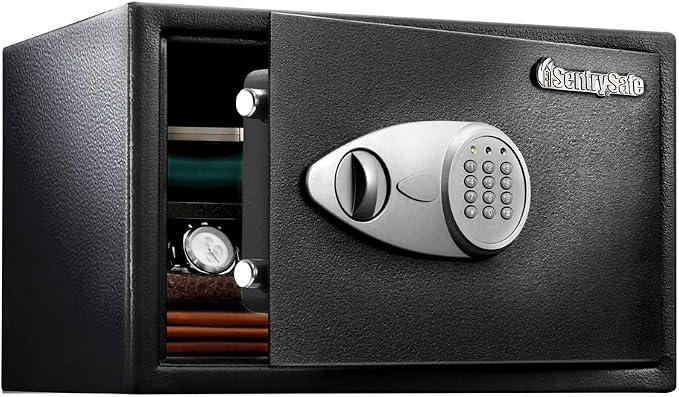 SentrySafe Black Home Safe with Shelf and Digital Keypad, Large Safe for Laptop, Documents, Money, Exterior: 10.6 x 16.9 x 14.6 Inches, X125 | Large Safe With Interior Shelf, Bolt Down Hardware and Digital Keypad, Securely Stores Laptop Computers, Char...