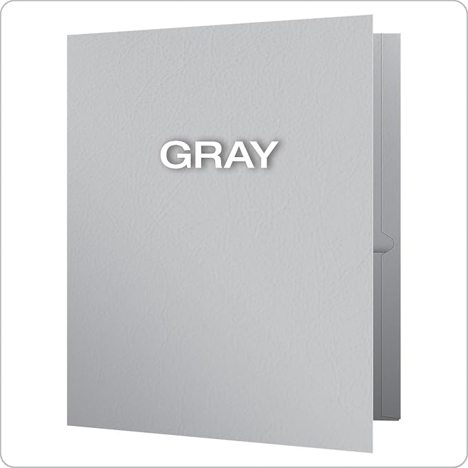 Oxford Twin-Pocket Folders, Textured Paper, Letter Size, Gray, Holds 100 Sheets, Box of 25 (57505EE)