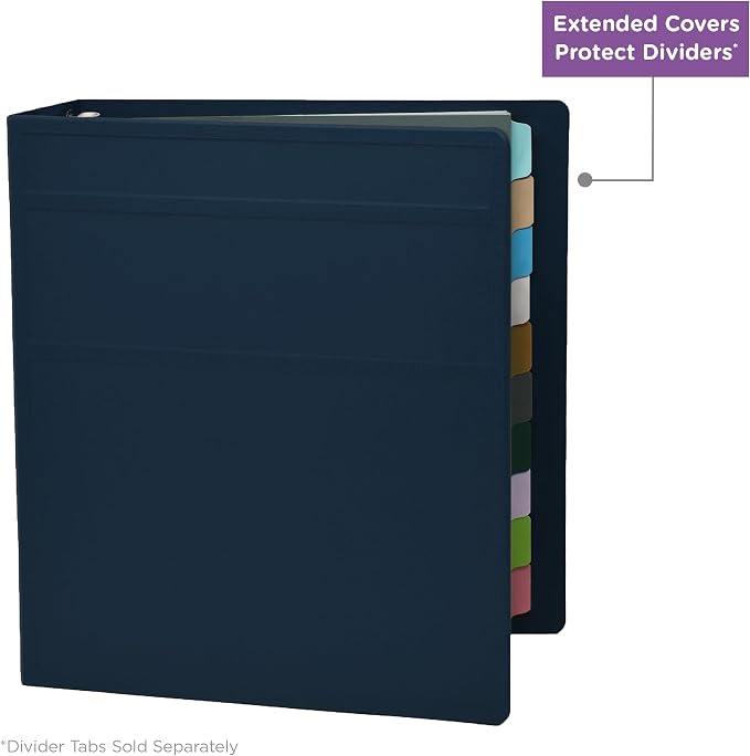 Carstens 3-Inch Heavy Duty 3-Ring Binder - Side Opening, Navy Blue, Durable Plastic, Precision No-Gap Rings, Waterproof Cover, No Pockets, Holds 400 US Letter Sheets, BPA-Free, Made in USA (1749-3R)