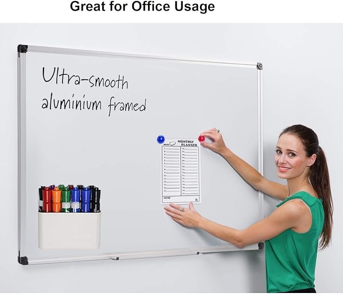 Marbrasse Magnetic Dry Erase Marker Holder,Pen and Eraser Holder for Whiteboard，Magnet Pencil Cup Utility Storage Organizer for Office, Refrigerator, Locker and Metal Cabinets (2 Pack)