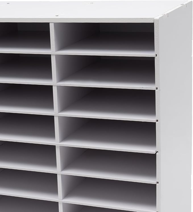 DYRABREST Mail Sorter Organizer 24 Compartments Wood Countertop Literature Organizer Student Mailbox Desktop File Holder with Adjustable Shelves for Home Office and School Classroom