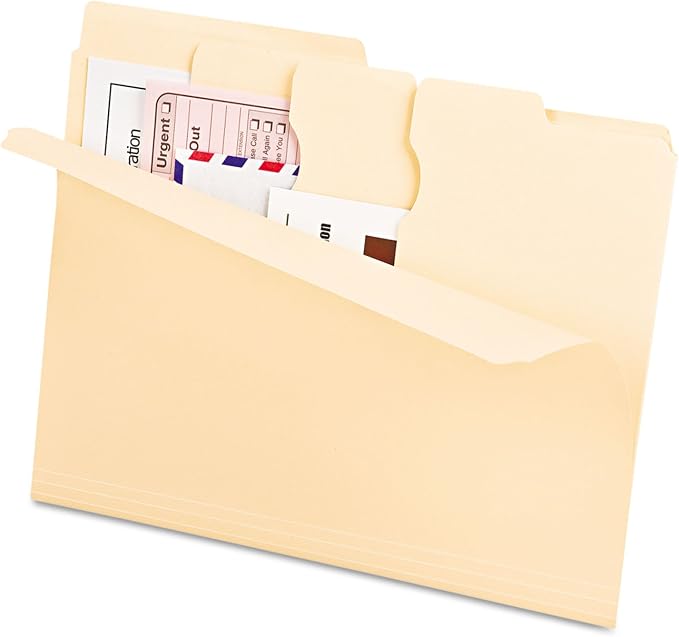 Pendaflex Divide It Up File Folders, Paper and Documents Organizer, Folder with Pockets, Manila File Organizer for School, Home and Office, Letter Size, 24/Pack (10770)