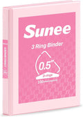 SUNEE 3 Ring Binder, 1/2 Inch D Ring, Clear View PVC-Free (Fit 8.5x11 Inches) for School or Office, Pink, 1 Pack