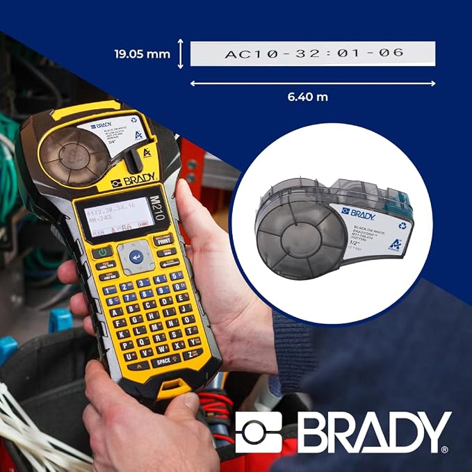 BradyGrip Authentic (M21-500-414) Print-on Hook Labels with Ribbon Featuring Velcro® Brand Hook for M21 Printers - 0.50"