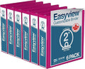 Easyview 3-Ring Binder, Clear-View Cover, 2" Round Rings, 6 Pack | Heavy-duty binder, fits 8.5" x 11" paper, pink, customizable cover, made in Canada, ideal for school or office use
