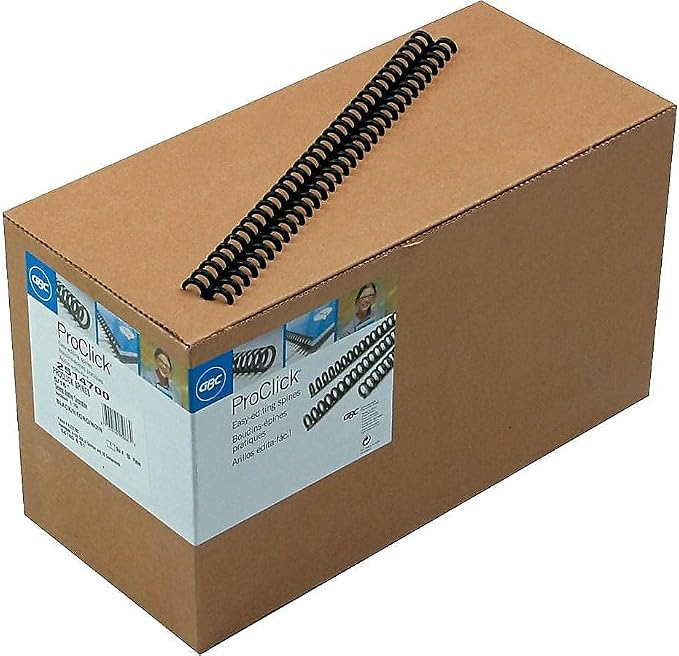 GBC Binding Spines / Spirals / Coils, 5/16" Diameter, 45 Sheet Capacity, ProClick, Black, 100 Pack (2514700)