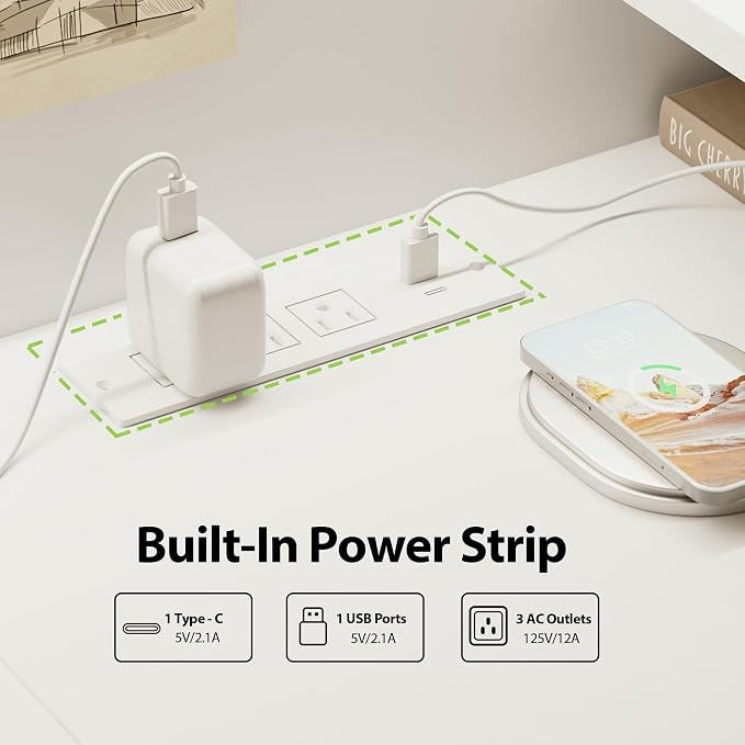 Agilestic 63 Inch L Shaped Electric Standing Desk with Led, White | Modular Storage System, Outlets&Led, Corner Desk, Ample Workspace, Memory Presets, Hooks, Stable Steel Frame,176 lbs