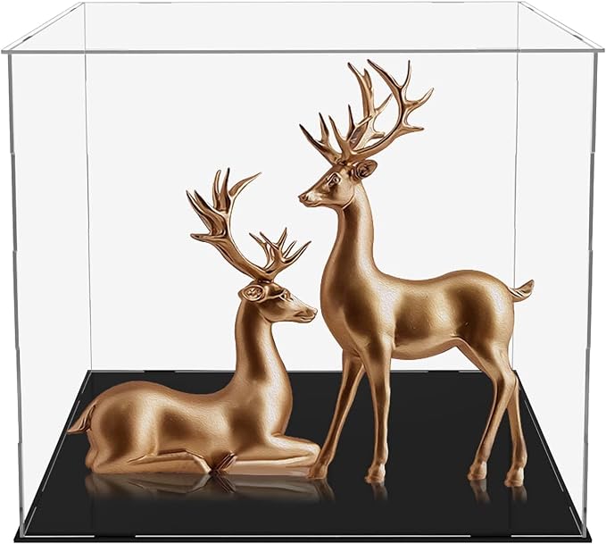 Clear Acrylic Display Case,Self-Assembly display cases for figures,countertop Box Cube Organizer Stand Riser Dustproof Showcase for Basketball Soccer ball Figure Toys Collectibles(10.2x10.2x10.2 inch)
