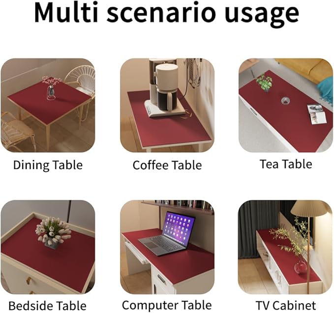 Zinkooat Table Pad Protector for Dining Room Table - Can Be Used On Both Sides Waterproof and Easy to Clean Good Flatness Used for Dining Table(Black+Wine Red 54x72)