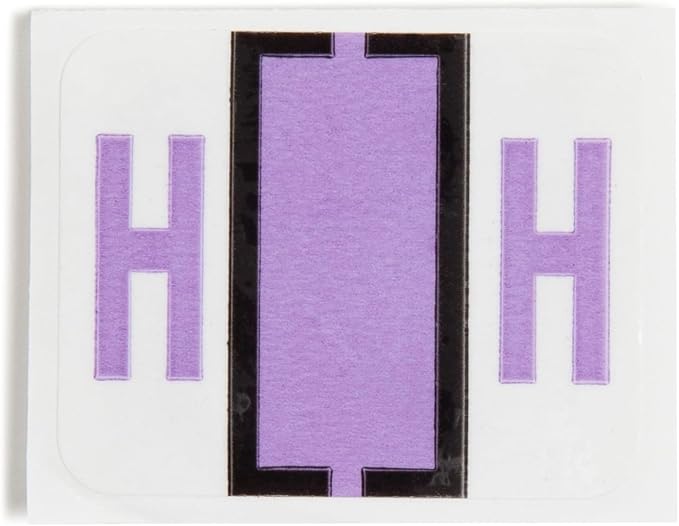 Smead BCCR Bar-Style Color-Coded Alphabetic Label, H, Label Roll, Lavender, 500 Labels per Roll, (67078)