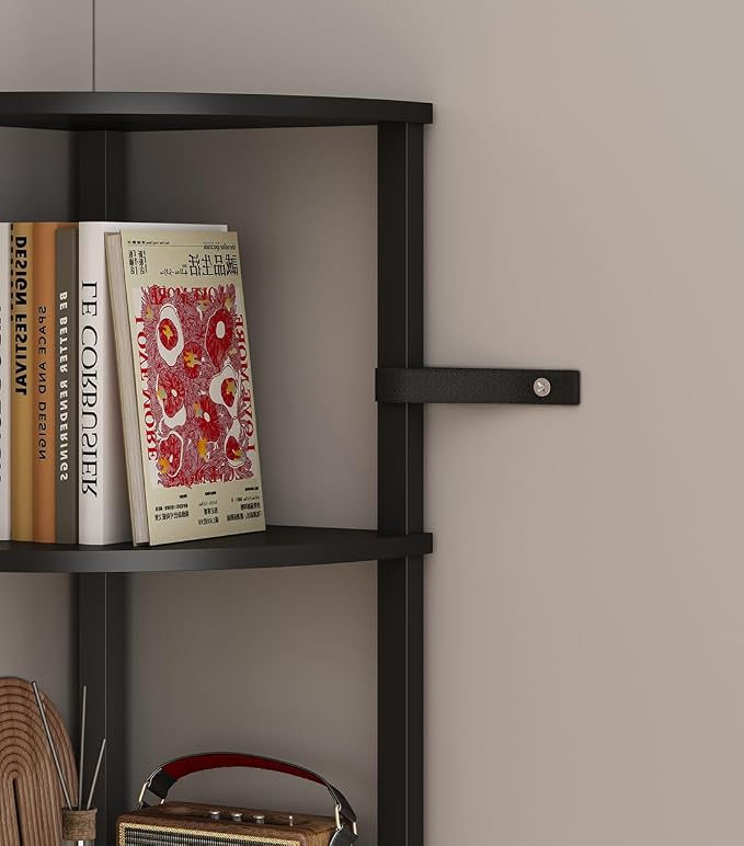 VIMBER Corner Shelf, 6-Tier Corner Bookshelf, Industrial Corner Ladder Shelf, DIY Storage Shelves, Modern Display Shelf for Living Room, Bedroom, Kitchen, Home Office, Black UJSJ004B