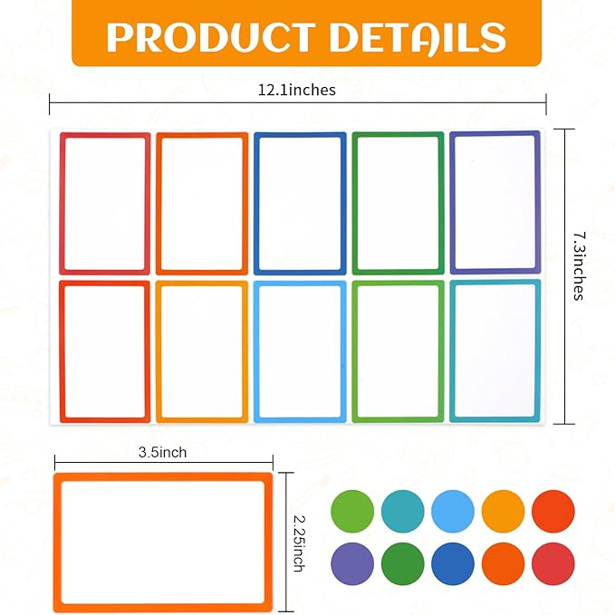 Utron 500Pcs Name Labels, 3.5x2.25 inch Blank Nametags, Sticky Name Tags for Whiteboards Locker Fridge School Office Home 10 Colors