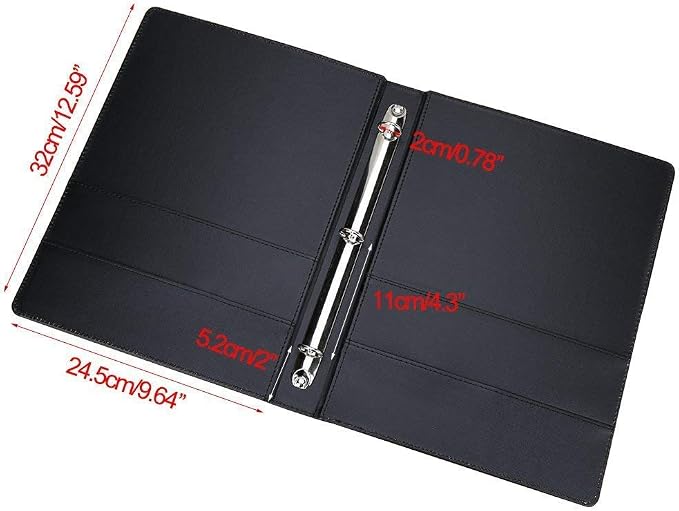 KINGFOM A4 Faux Leather Padfolio Ring Binder Business File Folder Document Holder with Card Holder (3 Ring Binder White)