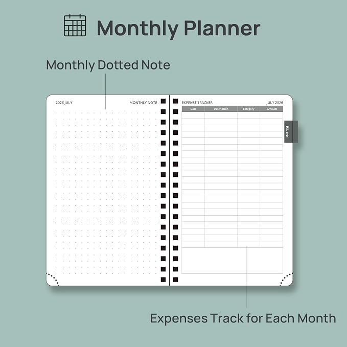 POPRUN 2026-2027 Monthly Planner, 4" x 6.25" Small Agenda,18 Month Calendar