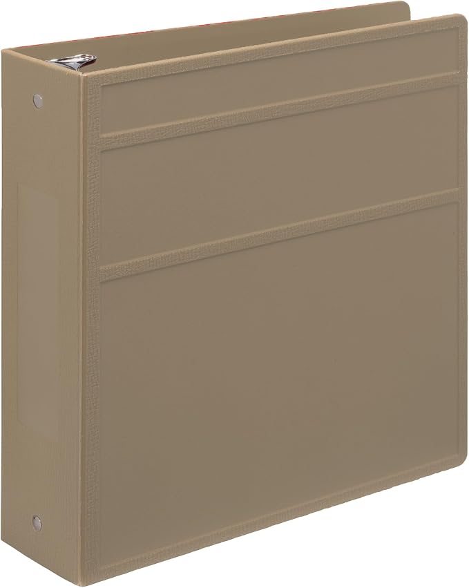 Carstens 3-Inch Heavy Duty 3-Ring Binder - Side Opening, Sand, Durable Plastic, Precision No-Gap Rings, Waterproof Cover, No Pockets, Holds 400 US Letter Sheets, BPA-Free, Made in USA (1713-3R)