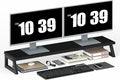 HOOBRO Dual Monitor Stand Riser, 39 Inch Large Computer Monitor Stand for 2 Monitors, Computer Monitor Riser, Desk Shelf Organizer for Office Desk, Accessories, Black BB121CJ01