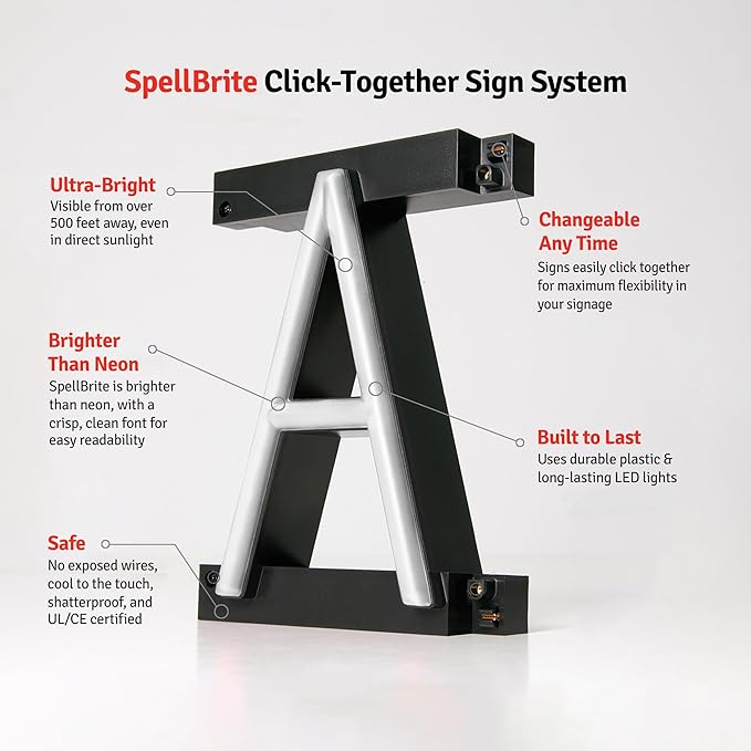 SpellBrite LOBBY Sign | Directional Sign with Neon Look, White LED Light Source | 20.4" x 6.3"