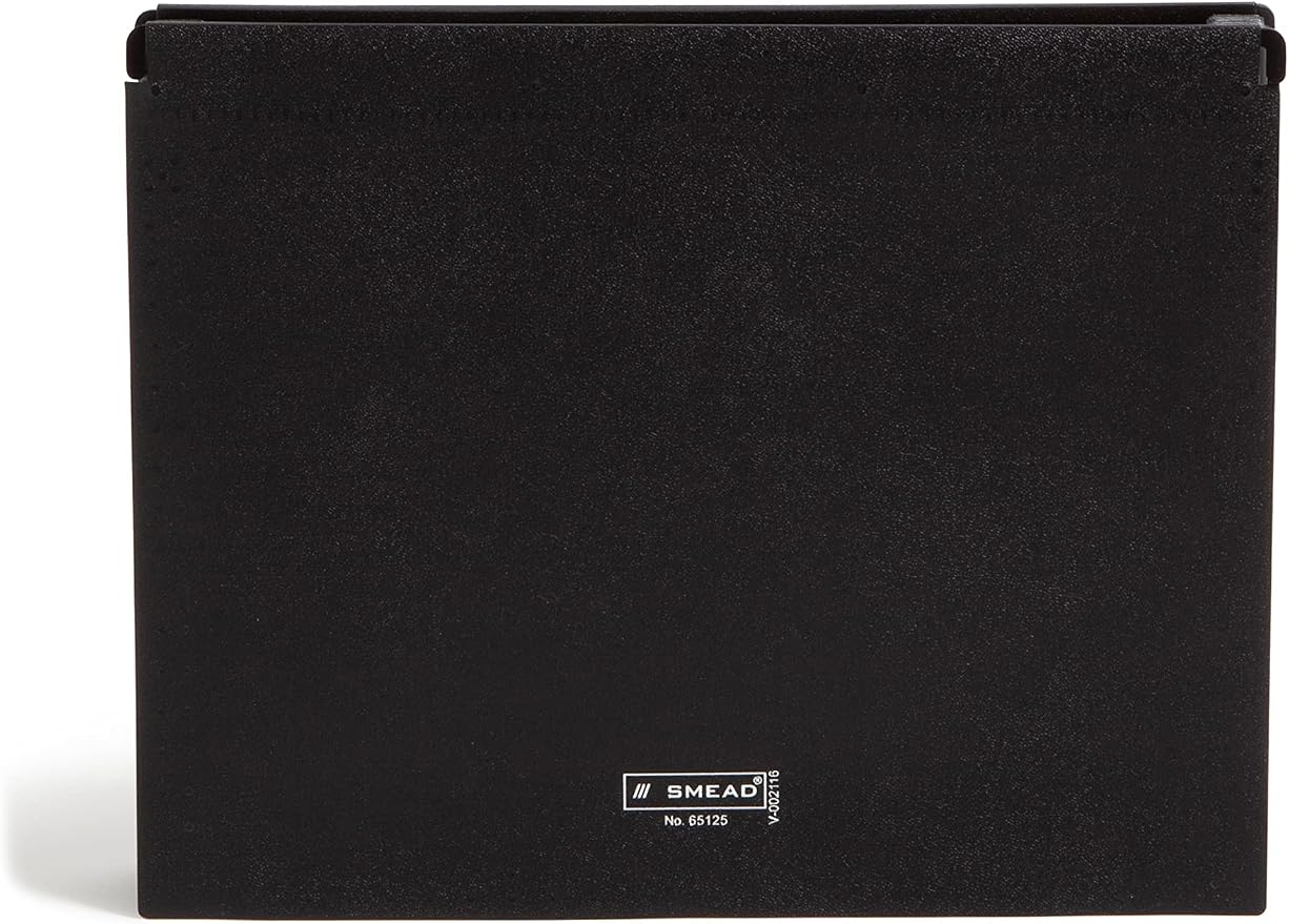Smead Poly Hanging Expanding File, 12 Dividers, Letter Size, Black (65125) (Pack of 12)
