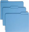 Smead File Folder, Reinforced 1/3-Cut Tab, Letter Size, Blue, 100 per Box (12034)