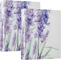 Purple Lavender Flower C 3 Ring Binder with 2 Interior Pockets 1.5 inch Binders 3 Ring Heavy Duty Fit 8.5" x 11" Letter Size for Office School, 2 Pack