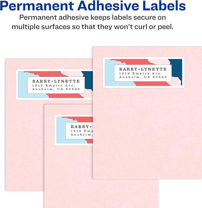 Avery Shipping Labels, Sure Feed and Easy Peel Technology, Glossy White Labels, 2" x 4", Permanent Adhesive, Laser/Inkjet, 250 Total (6528)