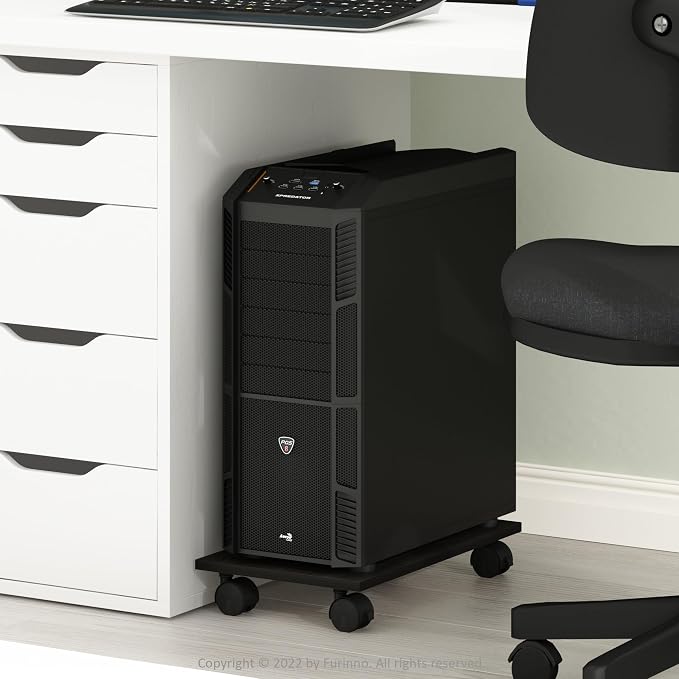 Furinno Econ Home Office Under Desk CPU/Printer Holder with Wheels, Espresso
