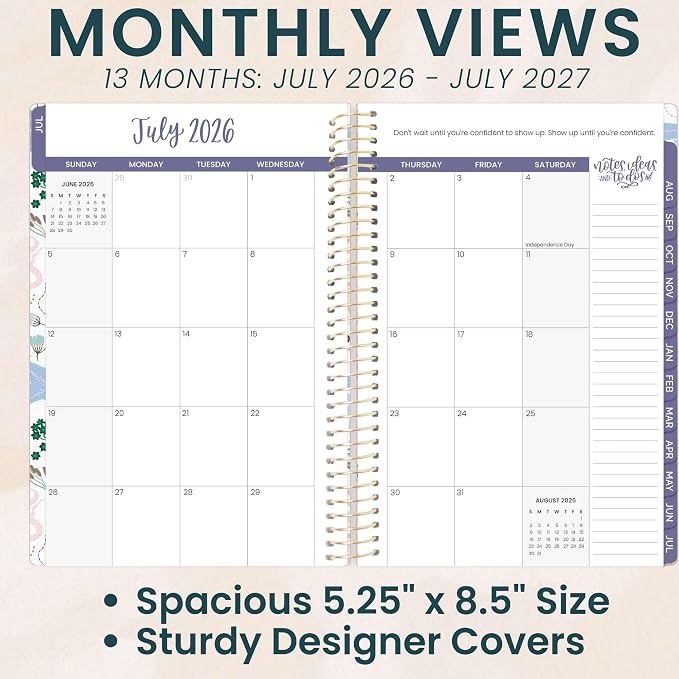 bloom daily planners 2026-2027 Planner - Academic Year (July 2026 - July 2027) Monthly & Weekly Soft Cover Planner for Women - 13 Month Calendar Agenda Book with Stickers - 5.5" x 8.25" - Seaside Whimsy