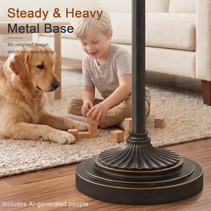 Vintage Floor Lamp with 350° Adjustable Swing Arm 61" Lamps for Living Room | Antique Brass Standing Lamp, Retro Bronze Bedroom Floor Lamp, Mid Century Farmhouse Rustic Traditional Tall Swivel Pole Lamp