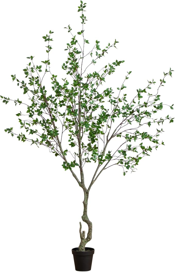 Nearly Natural 10 ft Artificial Minimalist Citrus Tree Bendable Floor Plant | Realistic 120in Sparse Foliage, Weighted Nursery Planter Included, Perfect for High-Ceiling Living Rooms and Home Offices