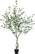 Nearly Natural 10 ft Artificial Minimalist Citrus Tree Bendable Floor Plant | Realistic 120in Sparse Foliage, Weighted Nursery Planter Included, Perfect for High-Ceiling Living Rooms and Home Offices