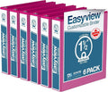 Easyview 3-Ring Binder, Clear-View Cover, 3" Round Rings, 6 Pack | Heavy-duty binder, fits 8.5" x 11" paper, orange, customizable cover, made in Canada, ideal for school or office use