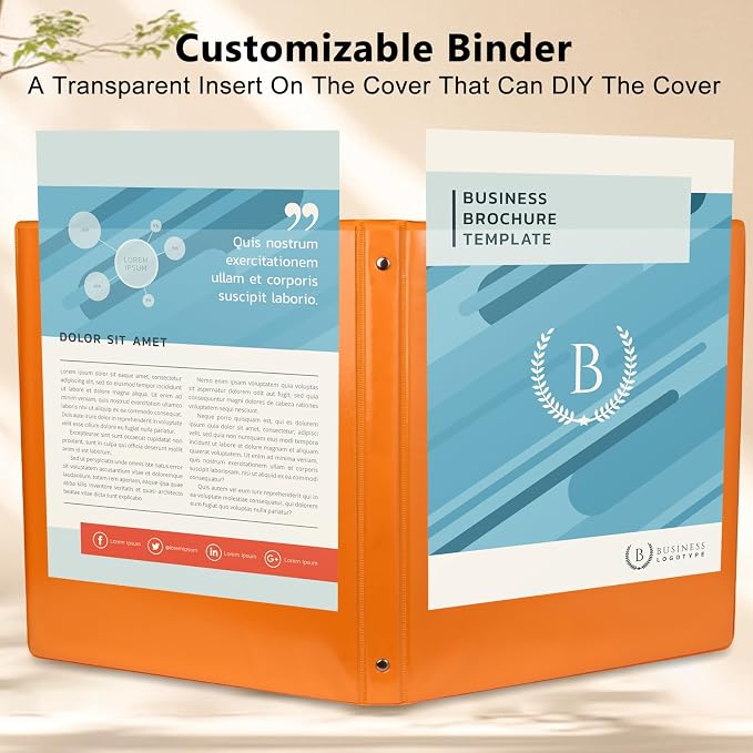 CIXILDTS 0.5-inch Round Ring Binder, Durable 1/2" 3 Ring Binder Fit Letter Size Paper, Orange, 6-Pack
