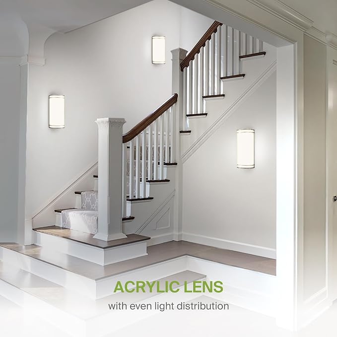 ASD Indoor LED Wall Sconce Lights - 14 Inch 20W Brushed Nickel Modern LED Wall Sconces Hardwired - ETL Dimmable 3000K 4000K 5000K Adjustable Sconce Light Fixture for Bedroom, Hallway