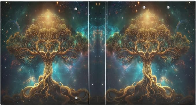3 Ring Binder Retro Tree of Life 1.5 Inch Three Ring Binder | Cute Binder with 3 Storage Pockets for Women School Office Supplies