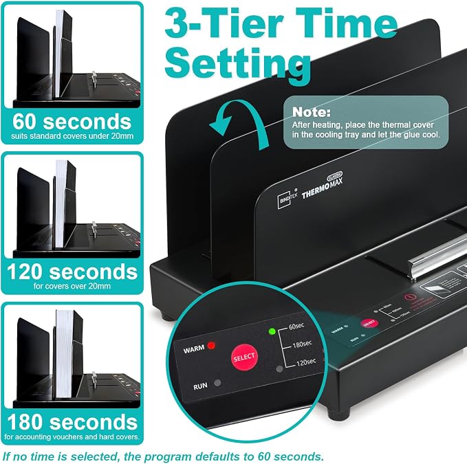Binditek Thermal Binding Machine, 500 Sheet Capacity, No Assembly Required | Universal Thermal Binding Machine, Medium Duty,110V Heating, for A4/A5/Letter Documents, with 30 Pcs Thermal Binding Covers