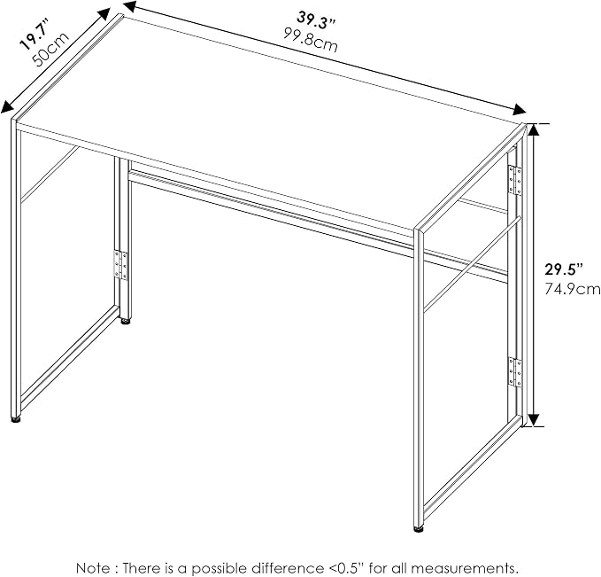 Furinno Riau No Tool/No Assembly/Folding Metal Frame Computer Desk, Sonoma Oak/Black