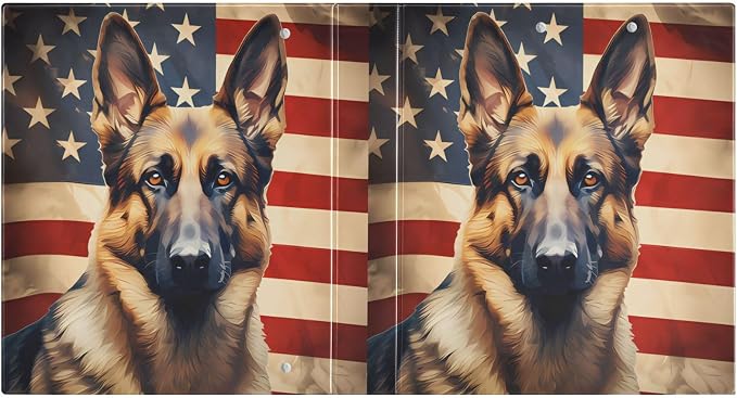3 Ring Binder, American Flag German Shepherd Dog File Folder Holds 200 Sheets File Storage for Women Men School Office Supplie