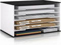 12x18 Construction Paper Organizer, 6-Tier Wooden Flat File for 11x17 & A3 Sheets | Large Durable wood composite organizer Paper Storage for Classroom, Office & Art Room | Black & White|