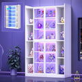 SEDETA 71" Tall 6-Tier Display Cabinet with Doors and Adjustable Shelves | Display Cases for Collectibles,Curio Cabinet with LED Lights & Acrylic Glass Doors for Bedroom Living Room Office,White