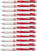 Pentel Gel Ink Pen, Pearl Retractable Gel Pen, (0.7mm) Medium Point, Needle Tip, Red Ink, 12 pack (BLN77PW-B)