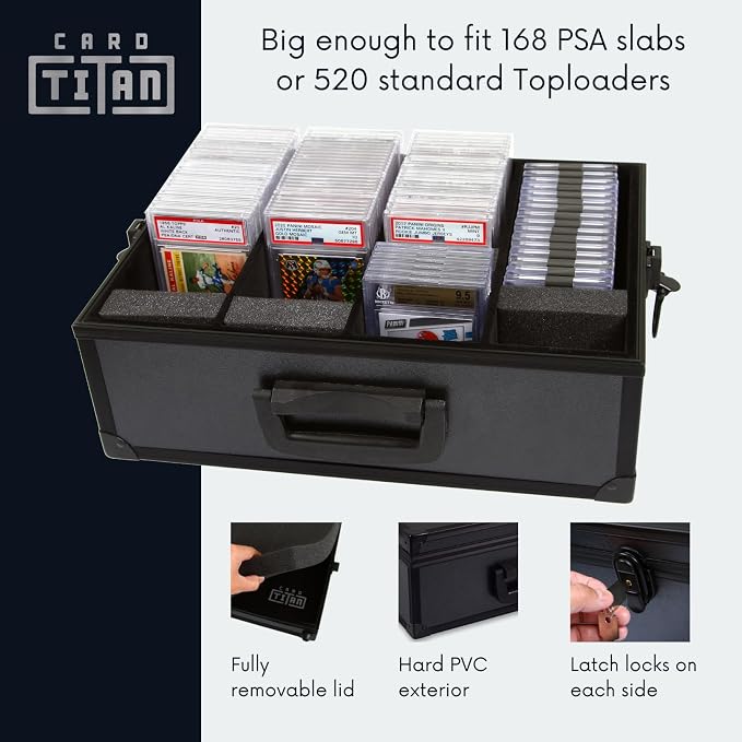 All In One Trading Card Storage Box - Graded Cards Toploader and One Touch Card Holder Sports Cards Case with Removable Lid - Fits Graded Slabs, Toploaders and Magnetic Cases