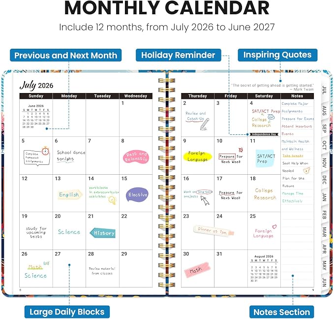 ZOTIA Planner 2026-2027 Weekly & Monthly Calendar Planner Jul 2026-Jun 2027