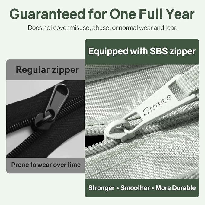 SUNEE Zippered Binder Bag with Handle, 2-Inch 3-Ring O-Ring, 500-Sheet Capacity, Includes Zip Pocket, 5-Tab Expanding File Folder, Multi-Pocket Organizer Binder for Middle School, Sage Green