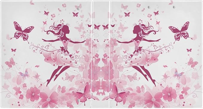 Butterfly Floral Fairy 1.5 Inch 3 Round Ring Binders with Pocket Clip, Holds 200 Sheets Documents for Office Classroom Student Organization Hard d Ring Binders with Printed