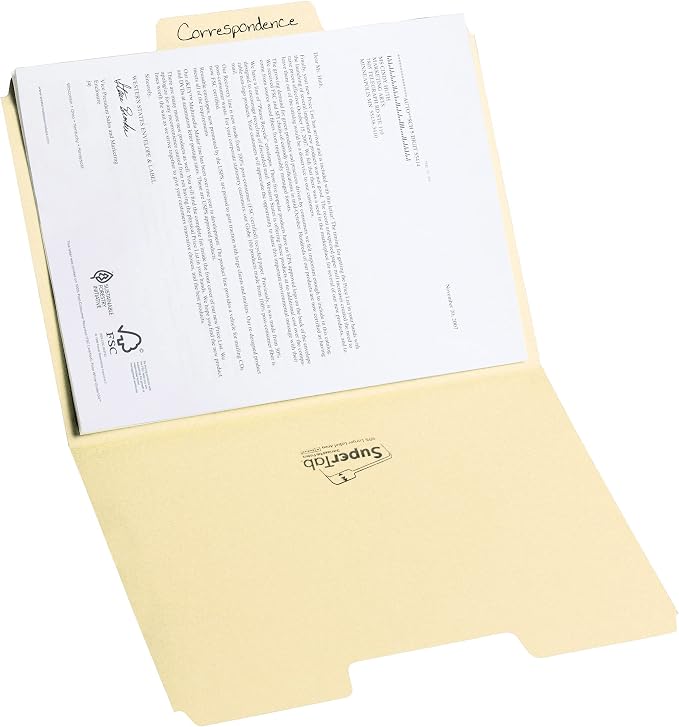 Smead SuperTab File Folder, Oversized 1/3-Cut Tab, Letter Size, Manila, 100 Per Box (10301) (Pack of 5)