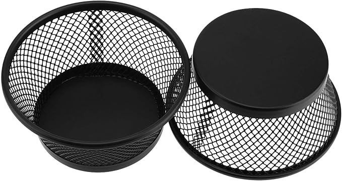 PINGEUI 20 Pack Metal Paper Clip Holder, Black Mesh Desk Organizer, Office Supplies