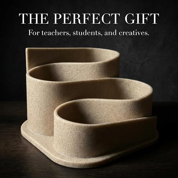OAKOA Aesthetic Desk Organizer - Modern Desk Accessories - Boho Pen Holder | Beige Aesthetic Desk Accessories - Modern Cute Desk Organizer - Neutral Boho Desk Accessories - Desk Essentials for Women