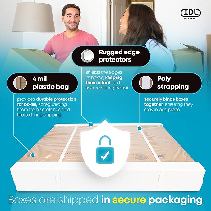 Medium Moving & Shipping Boxes 10x8x3 inches (10-Pack) - Extra Strength 200 lb vs Regular - Corrugated Packing Box, Made in USA - Corrugated Box - Heavy Duty Shipping Box by IDL Packaging